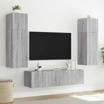 vidaXL Meuble TV mural avec lumières LED sonoma gris 80x35x31 cm