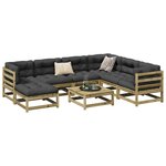 vidaXL Salon de jardin 8 Pièces avec coussins bois de pin imprégné