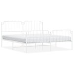 vidaXL Cadre de lit métal avec tête de lit/pied de lit blanc 183x213cm