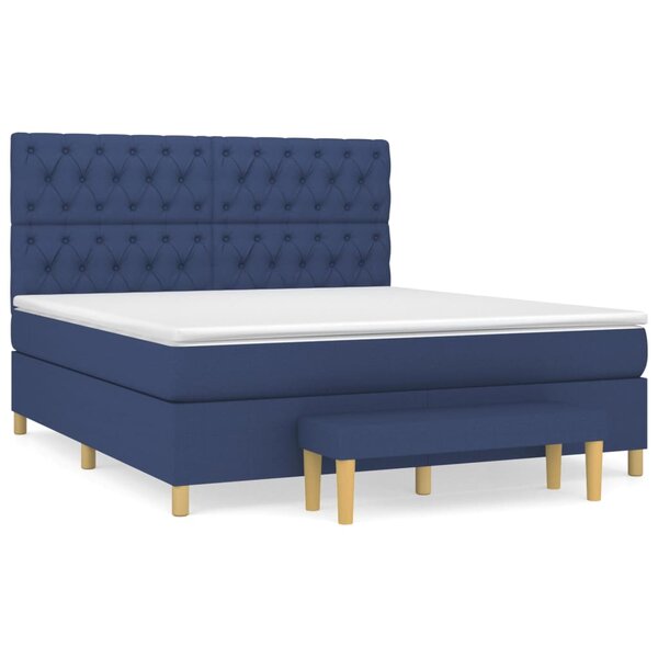 vidaXL Sommier à lattes de lit avec matelas Bleu 160x200 cm Tissu
