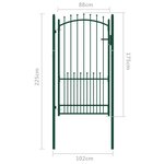Vidaxl portail de clôture avec pointes acier 100x175 cm vert
