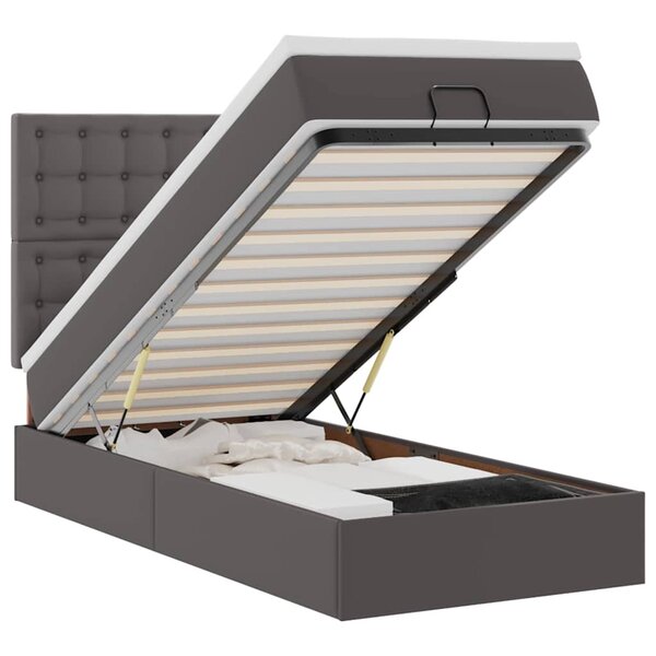 VidaXL Cadre de lit ottoman avec matelas gris 90x200 cm similicuir