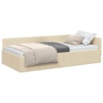 vidaXL Cadre de lit d'angle Crème 90 cm x 200 cm Velours