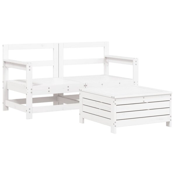 vidaXL Salon de jardin 3 Pièces blanc bois de pin massif