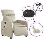 vidaXL Fauteuil de massage inclinable électrique crème similicuir