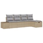 vidaXL Ensemble de Canapé de Jardin 5 Pièces avec Coussins Beige en Poly Rattan