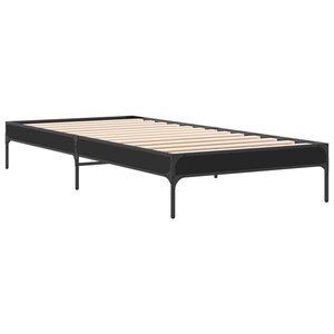 vidaXL Cadre de lit noir 100x200 cm bois d'ingénierie et métal