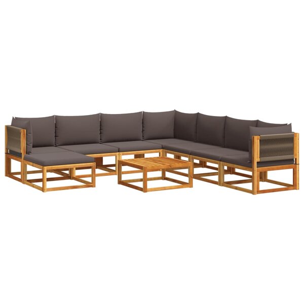 vidaXL Salon de jardin avec coussins 9 Pièces bois massif d'acacia