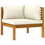 Salon de jardin meuble d'extérieur ensemble de mobilier 5 pièces avec coussin crème bois d'acacia solide 02_0016293