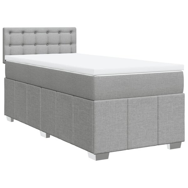 vidaXL Sommier à lattes de lit avec matelas Gris clair 100x200cm Tissu