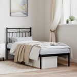 vidaXL Cadre de lit métal sans matelas avec tête de lit noir 80x200 cm