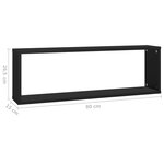 vidaXL Étagères cube murales 2Pièces Noir 80x15x26 5cm bois d'ingénierie