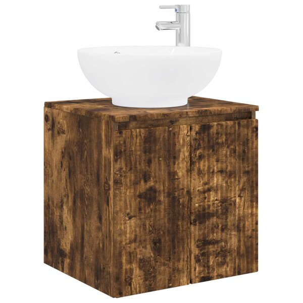 vidaXL Vanité de lavabo mural Chêne fumé 49 5 x 44 5 x 65 cm