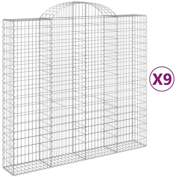 vidaXL Paniers à gabions arqués 9 Pièces 200x50x180/200 cm Fer galvanisé