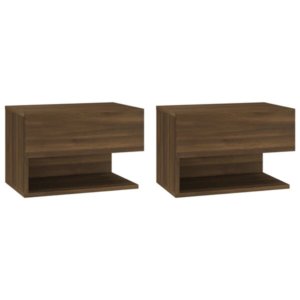 vidaXL Tables de chevet murales 2 Pièces Chêne marron