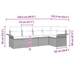 vidaXL Ensemble de canapé de jardin 5 pièces avec coussins en noir Poly Rattan
