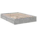 vidaXL Cadre de lit avec tiroirs sans matelas gris béton 135x190 cm