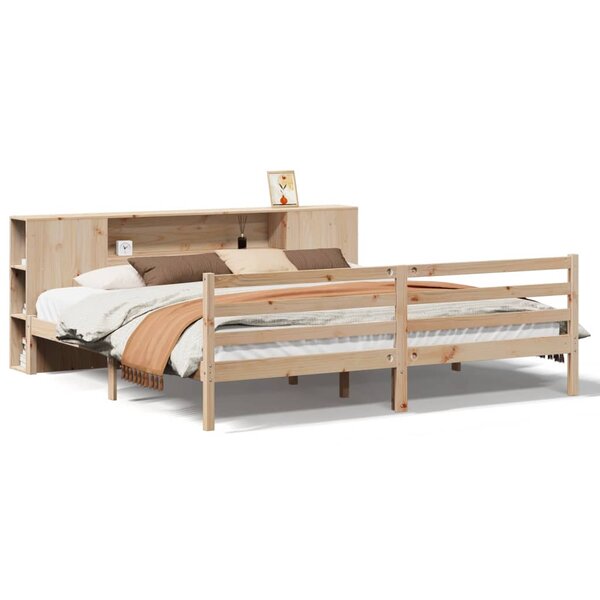 vidaXL Lit bibliothèque sans matelas 200x200 cm bois massif de pin