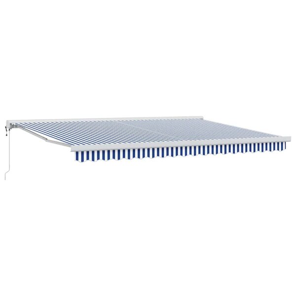 vidaXL Auvent Rétractable Bleu et blanc 450 × 300 cm Tissu  Métal