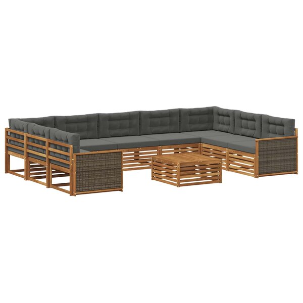 vidaXL Ensemble de canapés d'extérieur 10 pc Naturel et Anthracite