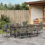 vidaXL Ensemble de Salle à Manger de Jardin 9 Pièces avec Coussins Gris Rotin Poly
