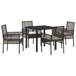 vidaXL Ensemble repas jardin 5 pièces avec coussins Marron Poly Rattan