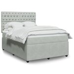 vidaXL Sommier à lattes de lit et matelas Gris clair 160x200cm Velours