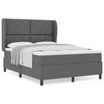 vidaXL Lit à ressorts avec matelas Gris foncé 160 x 200 cm tissu