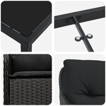 vidaXL Set de repas de jardin 9 pièces avec coussins Noir Poly Rattan