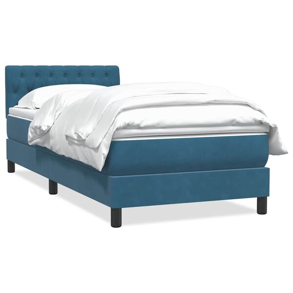 vidaXL Sommier à lattes de lit et matelas bleu foncé 80x220 cm velours