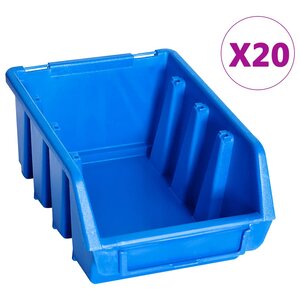 vidaXL Bacs de rangement empilables 20 Pièces bleu plastique