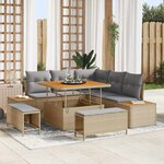 vidaXL Ensemble de canapé de jardin 8 Pièces Beige Poly rotin