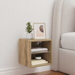 vidaXL Meuble TV mural avec lumières LED chêne artisanal 30x28 5x30 cm