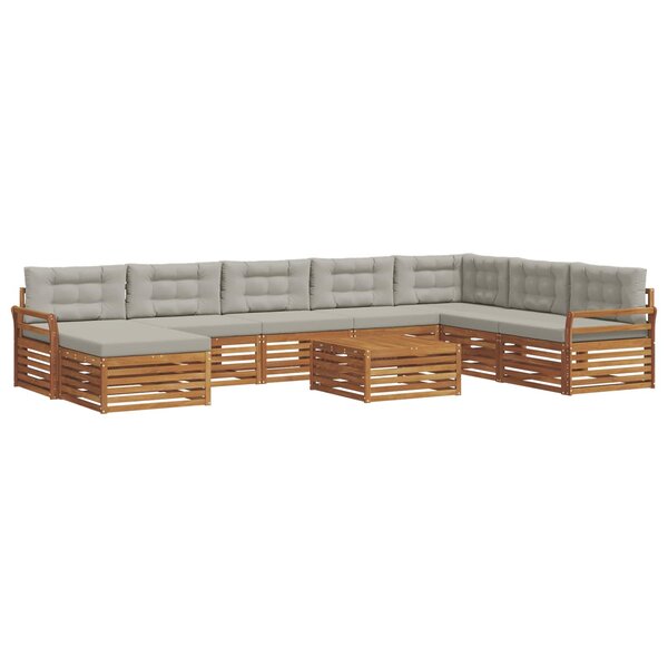 vidaXL Ensemble de canapés d'extérieur 9 pc Gris Naturel et Clair
