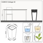 LECHUZA Jardinière CUBICO Cottage 40 ALL-IN-ONE Granite