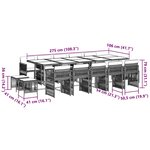 vidaXL Ensemble à manger de jardin avec coussins 15 Pièces marron rotin