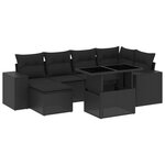 vidaXL Salon de jardin 7 Pièces avec coussins noir résine tressée