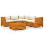 Salon de jardin meuble d'extérieur ensemble de mobilier 6 pièces avec coussins bois d'acacia solide 02_0016654