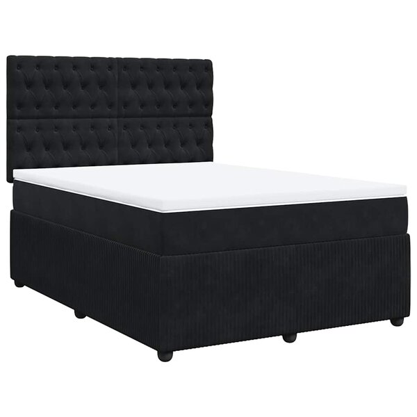 vidaXL Sommier à lattes de lit et matelas Noir 160x200 cm Velours