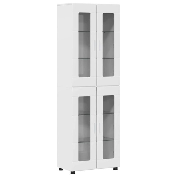 vidaXL Haut Armoire avec porte FLORIN Blanc brillant 60 x 35 x 182 cm