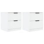vidaXL Tables de chevet 2 Pièces Blanc Bois d'ingénierie