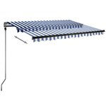 vidaXL Auvent automatique capteur de vent/LED 300x250 cm Bleu et blanc