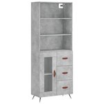 vidaXL Buffet haut Gris béton 69 5x34x180 cm Bois d'ingénierie