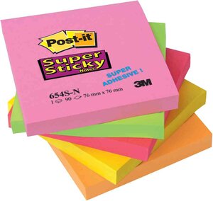 Post-it Notes repositionnables Super Sticky Néon 76 x 76 mm POST-IT