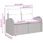 Ensemble de salon de jardin 9 pièces avec coussins Noir Poly Rattan Acacia
