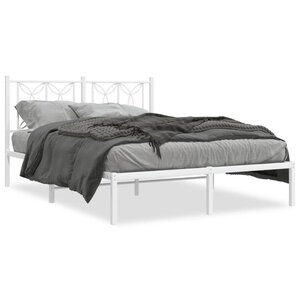 vidaXL Cadre de lit métal sans matelas et tête de lit blanc 140x200 cm