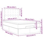 vidaXL Cadre de lit ottoman avec matelas gris foncé 120x190 cm velours