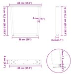 vidaXL Pieds de table à manger en forme de V  3 pièces  anthracite  80 x (72-73 3) cm  acier