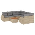 vidaXL Salon de jardin avec coussins 9 Pièces beige résine tressée