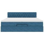 vidaXL Cadre de lit ottoman avec matelas bleu foncé 200x200 cm velours
